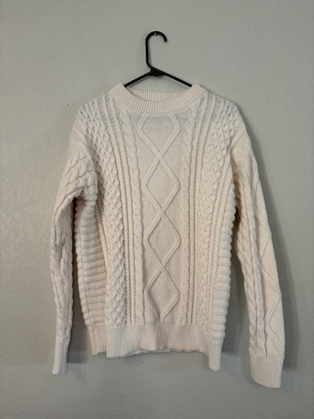 Aelfric Eden Cable Fisherman Knit Sweater Cream Sz M
